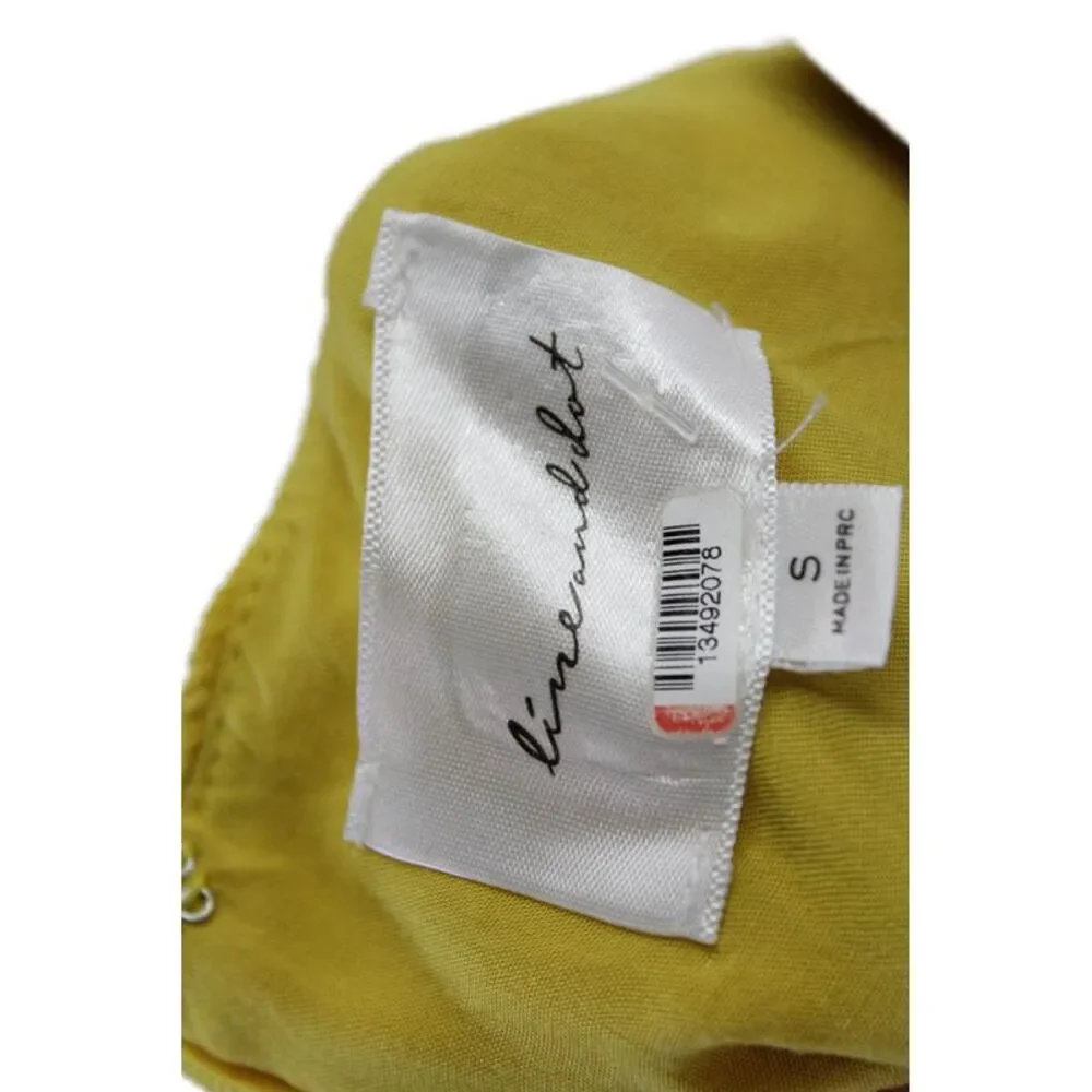 Line And Dot Womens Back Zip Short Sleeve V Neck Shift Dress Yellow Size Small